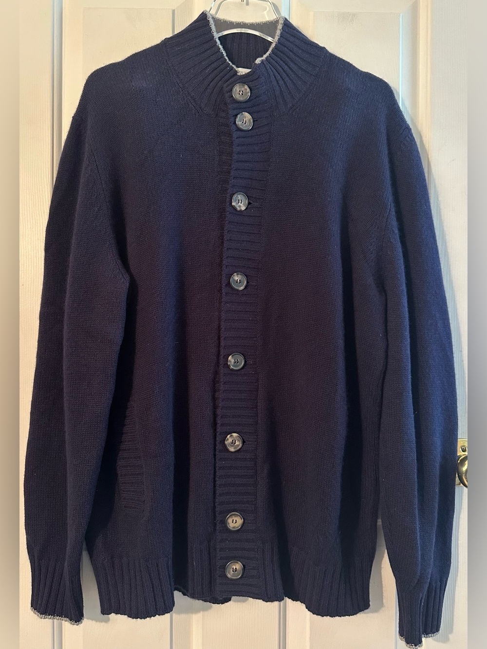 BRUNELLO CUCINELLI Italian Made 100% Cashmere XXL Old Money Luxury Cardigan Navy